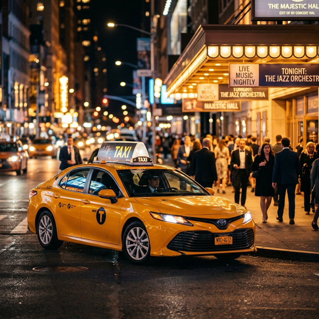 Taxi waiting near night event venue